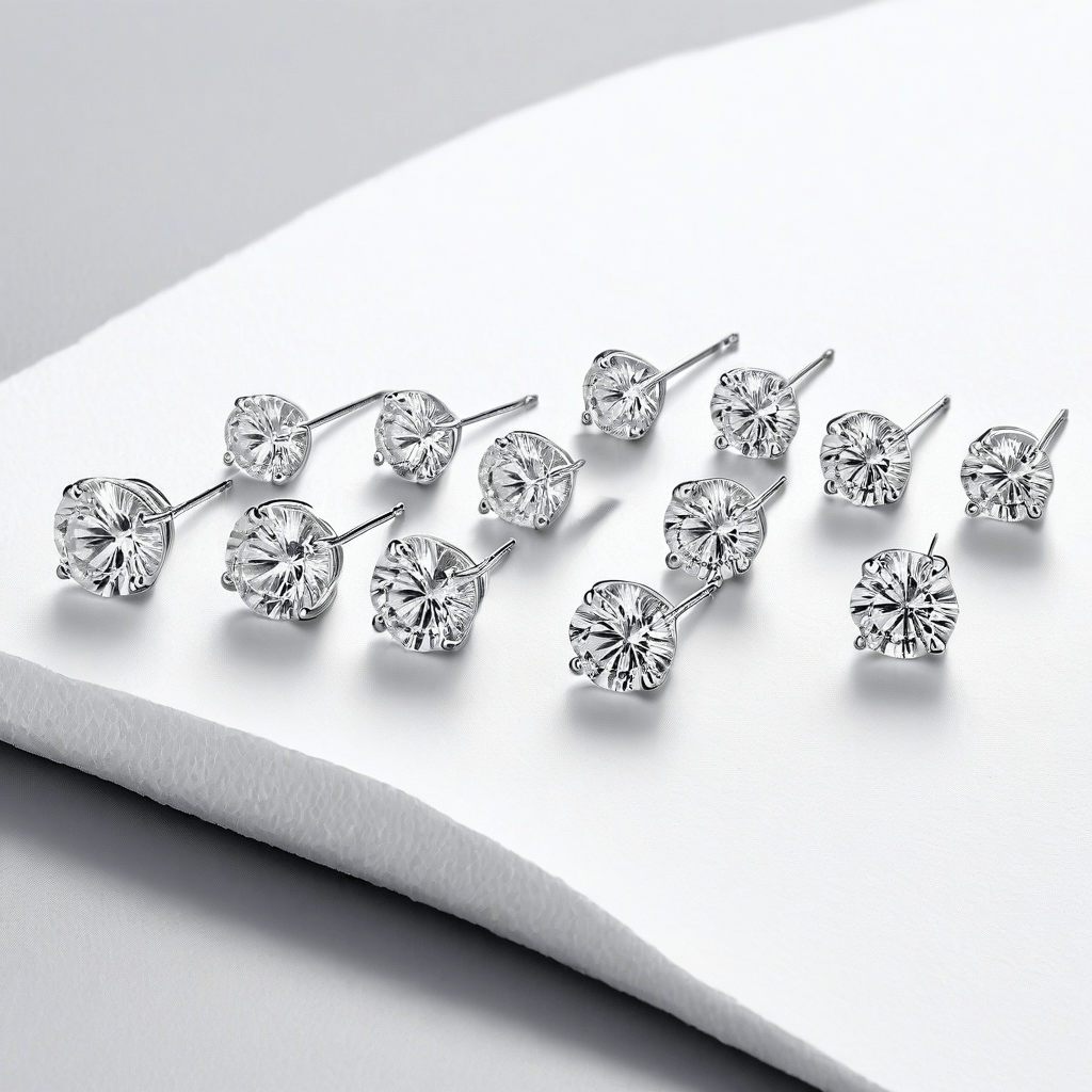 6 Pairs CZ Stud Earrings Set 925 Silver Wholesale Low MOQ